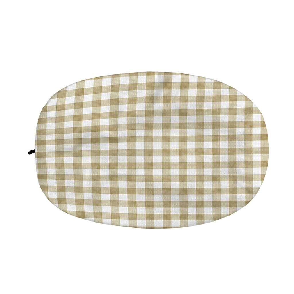 Beige And White Gingham Pattern Print Car Side Mirror Covers