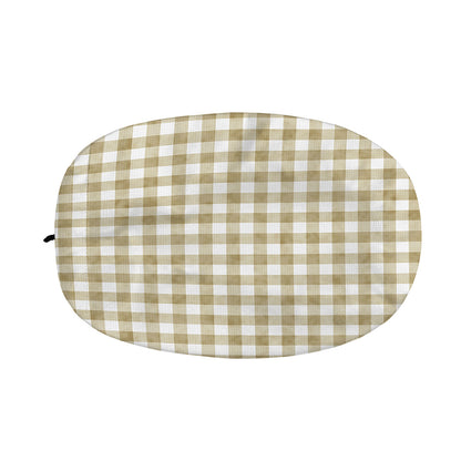 Beige And White Gingham Pattern Print Car Side Mirror Covers