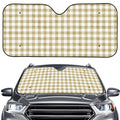 Beige And White Gingham Pattern Print Car Windshield Sun Shade