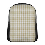 Beige And White Gingham Pattern Print Casual Backpack