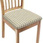Beige And White Gingham Pattern Print Chair Cushion Cover