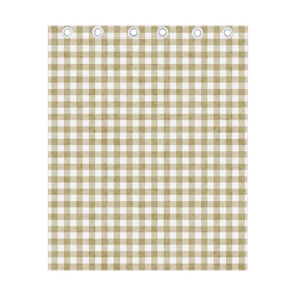 Beige And White Gingham Pattern Print Curtain