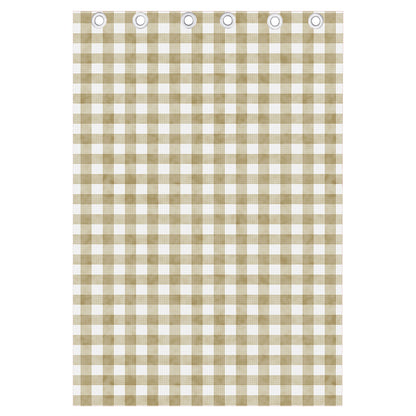 Beige And White Gingham Pattern Print Curtain