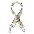 Beige And White Gingham Pattern Print Dog Seat Belt