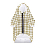 Beige And White Gingham Pattern Print Dog Zip Up Hoodie