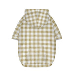 Beige And White Gingham Pattern Print Dog Zip Up Hoodie