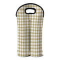 Beige And White Gingham Pattern Print Double Neoprene Wine Tote