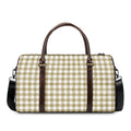 Beige And White Gingham Pattern Print Duffel Bag