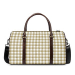 Beige And White Gingham Pattern Print Duffle Bag