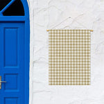 Beige And White Gingham Pattern Print Garden Flag