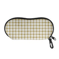 Beige And White Gingham Pattern Print Glasses Case