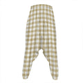 Beige And White Gingham Pattern Print Hammer Pants