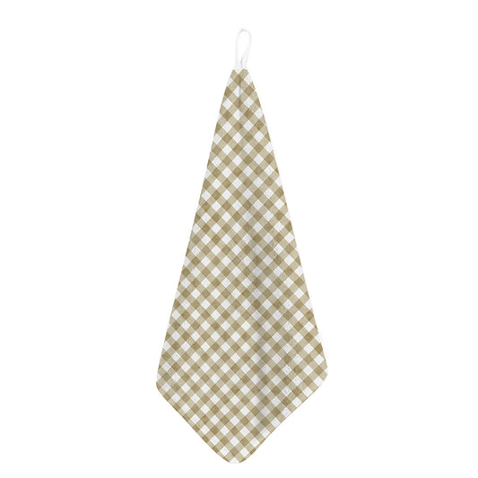 Beige And White Gingham Pattern Print Hand Towel