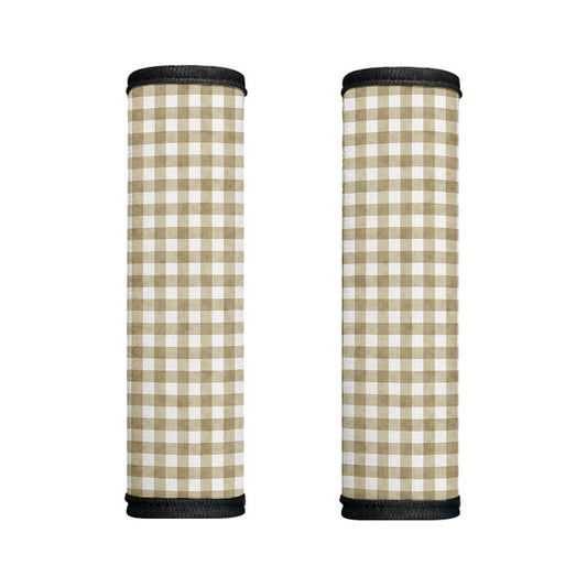 Beige And White Gingham Pattern Print Handle Covers