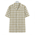 Beige And White Gingham Pattern Print Hawaiian Shirt