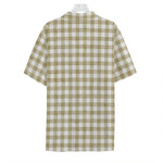 Beige And White Gingham Pattern Print Hawaiian Shirt