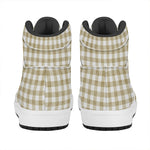 Beige And White Gingham Pattern Print High Top Leather Sneakers
