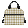 Beige And White Gingham Pattern Print Insulated Lunch Bag