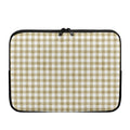 Beige And White Gingham Pattern Print Laptop Sleeve