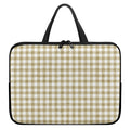 Beige And White Gingham Pattern Print Laptop Sleeve With Handle
