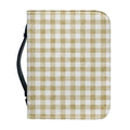Beige And White Gingham Pattern Print Leather Bible Cover