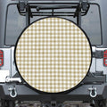 Beige And White Gingham Pattern Print Leather Spare Tire Cover