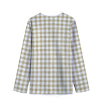 Beige And White Gingham Pattern Print Long Sleeve Short Coat
