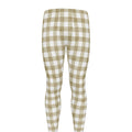 Beige And White Gingham Pattern Print Men's Leggings