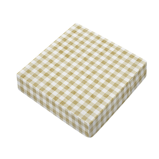 Beige And White Gingham Pattern Print Outdoor Seat Cushion Cover