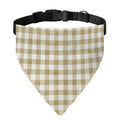 Beige And White Gingham Pattern Print Over The Collar Dog Bandana