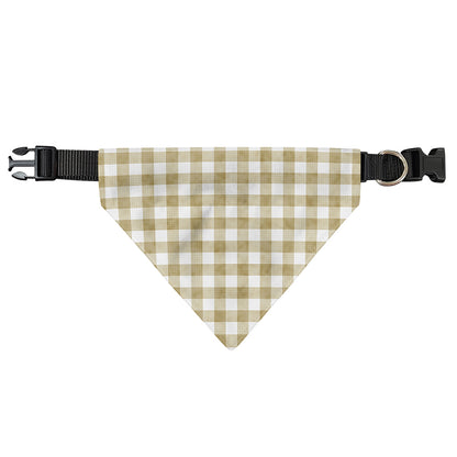 Beige And White Gingham Pattern Print Over The Collar Dog Bandana