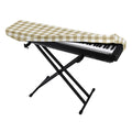 Beige And White Gingham Pattern Print Piano Keyboard Cover