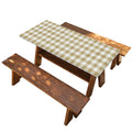 Beige And White Gingham Pattern Print Picnic Table Cover