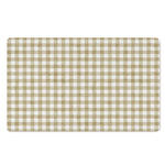 Beige And White Gingham Pattern Print Polyester Doormat