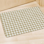 Beige And White Gingham Pattern Print Polyester Doormat