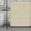 Beige And White Gingham Pattern Print Polyester Shower Curtain