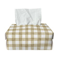Beige And White Gingham Pattern Print Rectangle Tissue Box Cover