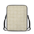Beige And White Gingham Pattern Print Rectangular Crossbody Bag