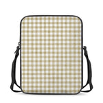 Beige And White Gingham Pattern Print Rectangular Crossbody Bag