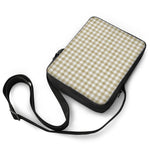 Beige And White Gingham Pattern Print Rectangular Crossbody Bag