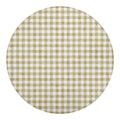 Beige And White Gingham Pattern Print Round Blanket