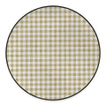 Beige And White Gingham Pattern Print Round Floor Mat