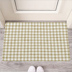 Beige And White Gingham Pattern Print Rubber Doormat