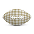 Beige And White Gingham Pattern Print Rugby Ball