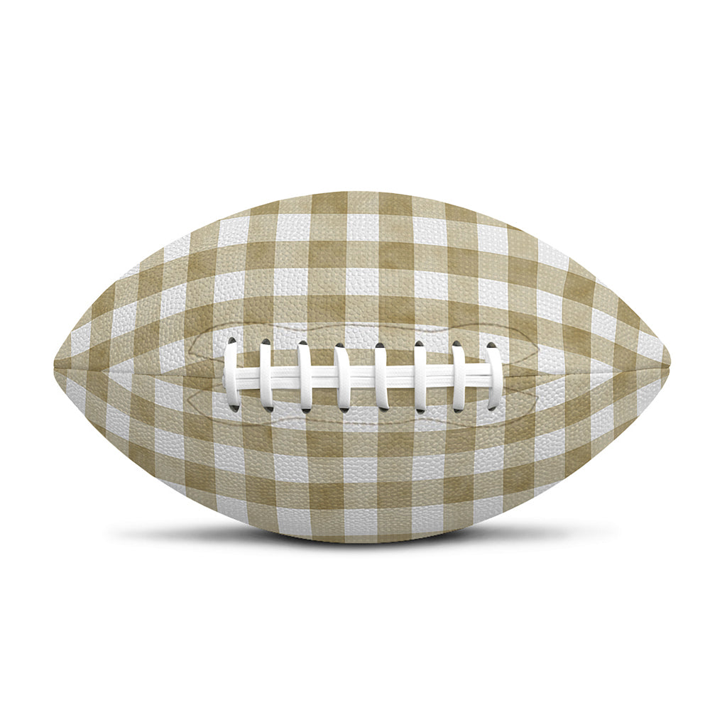 Beige And White Gingham Pattern Print Rugby Ball