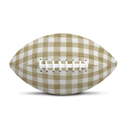Beige And White Gingham Pattern Print Rugby Ball