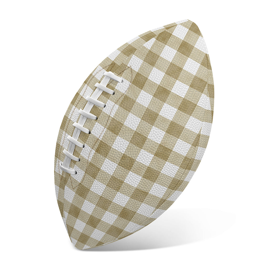 Beige And White Gingham Pattern Print Rugby Ball
