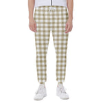 Beige And White Gingham Pattern Print Scuba Joggers