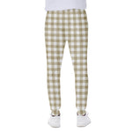 Beige And White Gingham Pattern Print Scuba Joggers