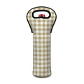 Beige And White Gingham Pattern Print Single Neoprene Wine Tote